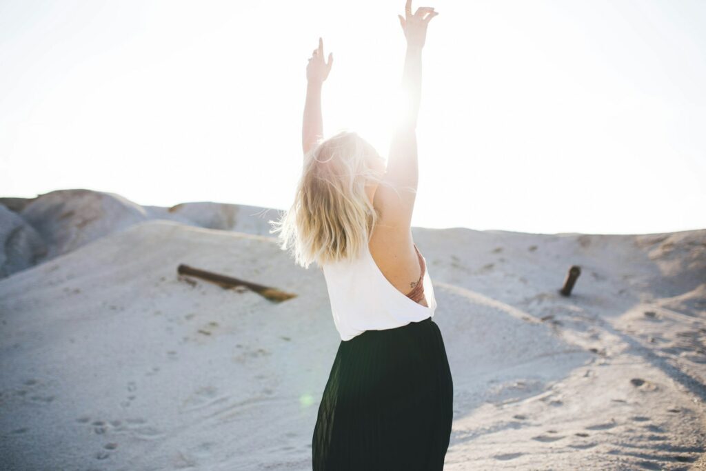 woman healthy sky